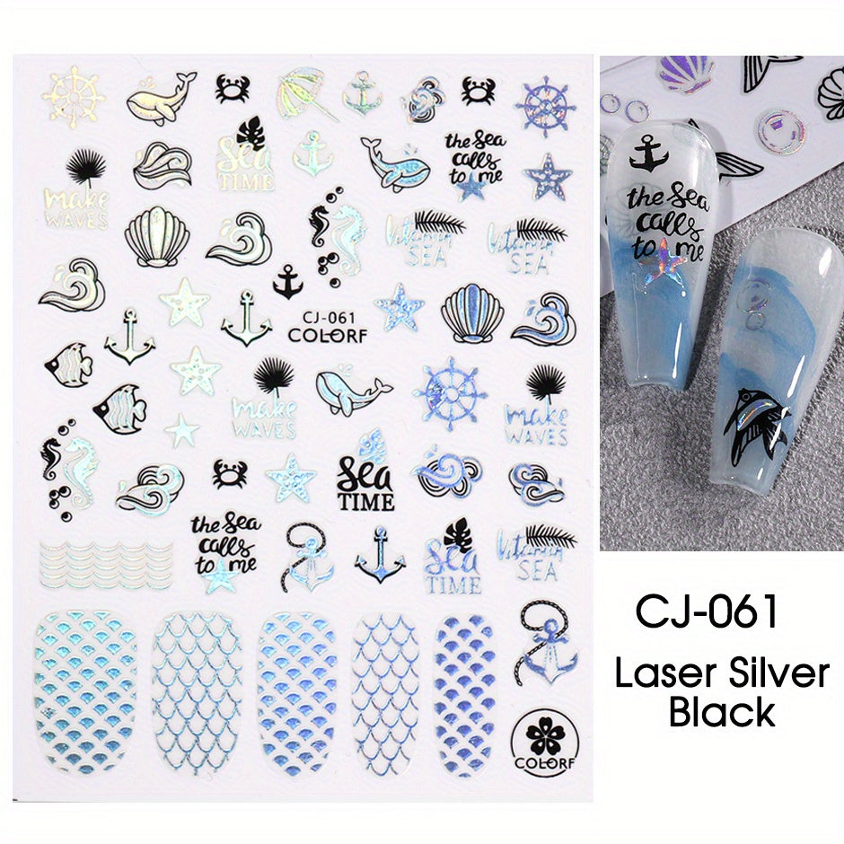 Stickers Nail Art Été – Palmiers & Motifs Tropicaux