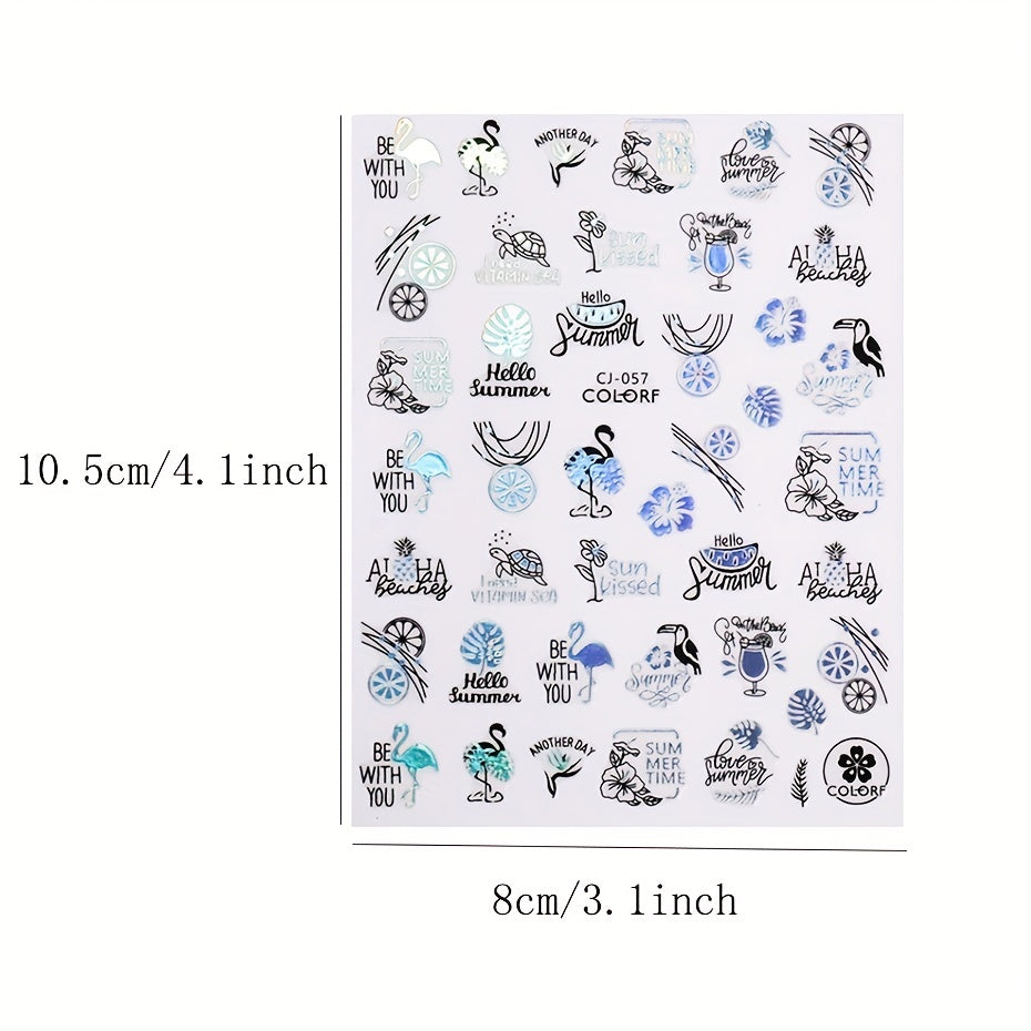 Stickers Nail Art Été – Palmiers & Motifs Tropicaux