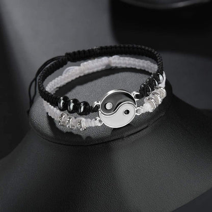 Bracelets Yin Yang pour couple ou meilleurs amis – noir et blanc