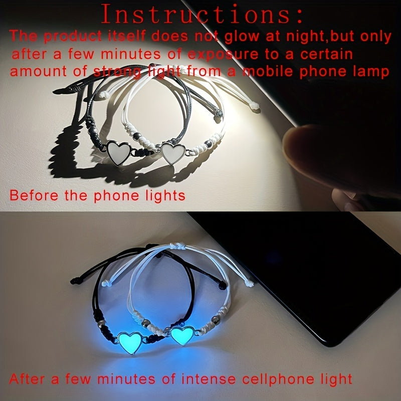 Bracelets couple cœur lumineux