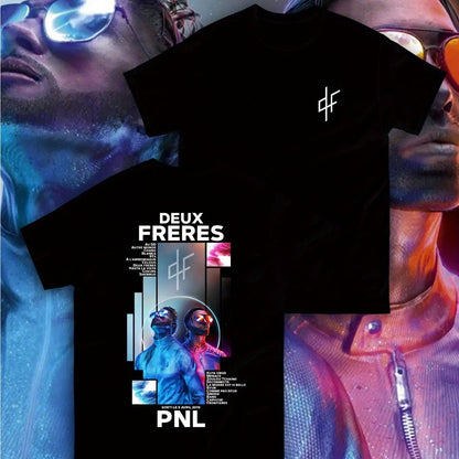 T-Shirt Homme PNL Noir - Graphique Hip Hop Streetwear Col Rond Manches Courtes