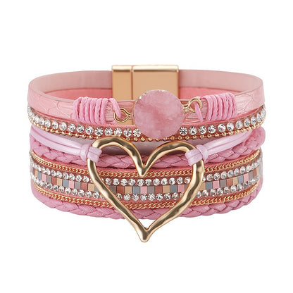 Bracelet multi rangs cœur doré – Élégance & éclat raffiné et bohème