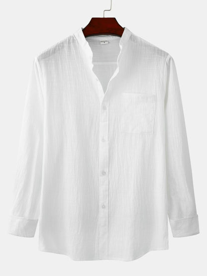 Chemise Blanche Homme – Col Mao & Tissu Léger