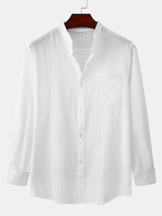 Chemise Blanche Homme – Col Mao & Tissu Léger