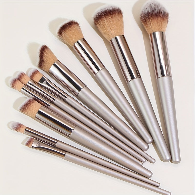 Pinceau de Maquillage Professionnel Champagne - Set de 10 Pinceaux Fond de Teint