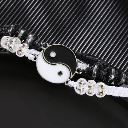 Bracelets Yin Yang pour couple ou meilleurs amis – noir et blanc