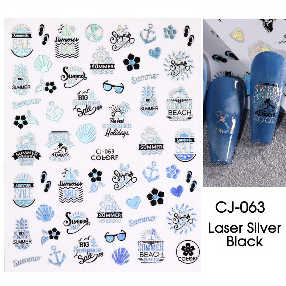 Stickers Nail Art Été – Palmiers & Motifs Tropicaux