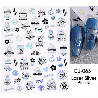 Stickers Nail Art Été – Palmiers & Motifs Tropicaux