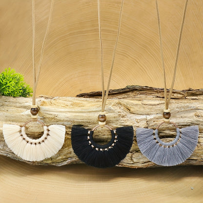 Set 3 Colliers Bohème Vintage - Pendentifs Fleur et Pompon Strass Bronze Antique