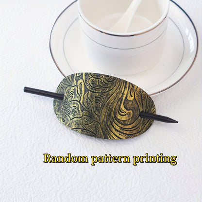 Pince à cheveux en cuir avec baguette – Élégance naturelle