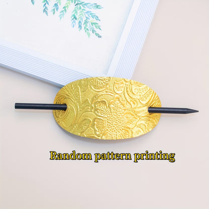 Pince à cheveux en cuir avec baguette – Élégance naturelle