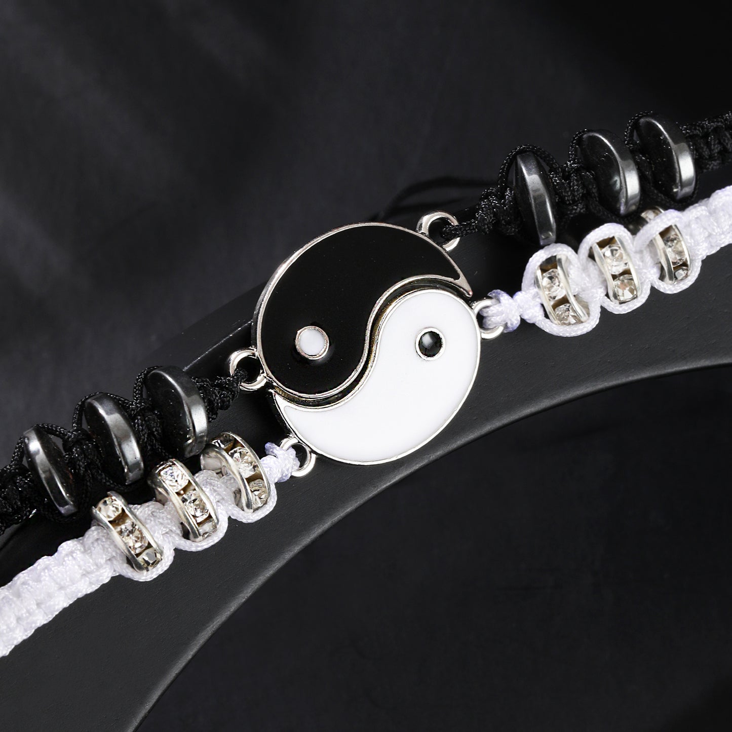 Bracelets Yin Yang pour couple ou meilleurs amis – noir et blanc