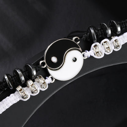 Bracelets Yin Yang pour couple ou meilleurs amis – noir et blanc