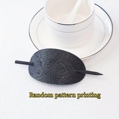 Pince à cheveux en cuir avec baguette – Élégance naturelle