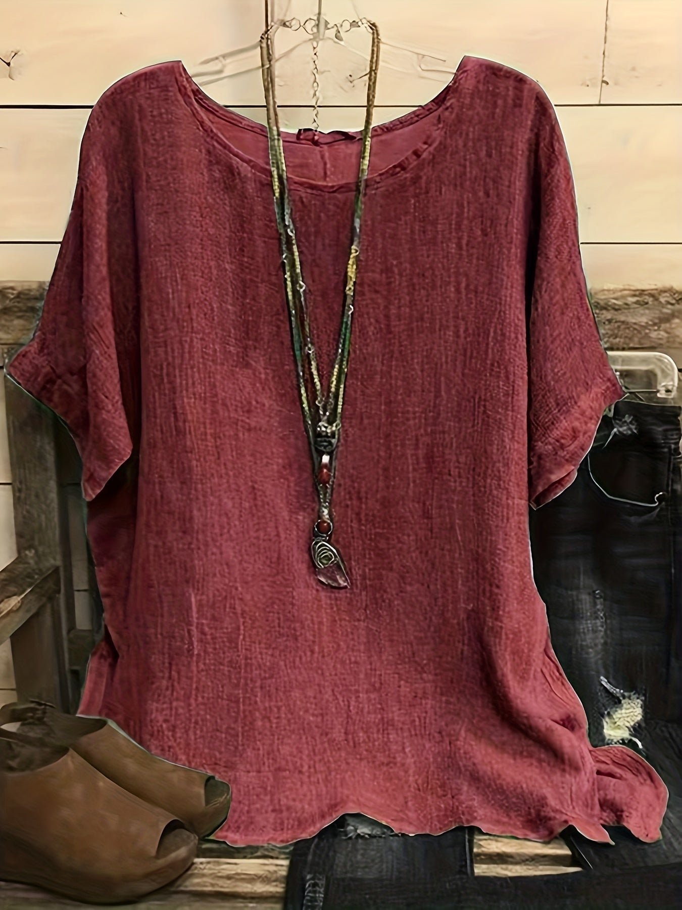 T-shirt ample en tissu texturé – coloris diffèrent