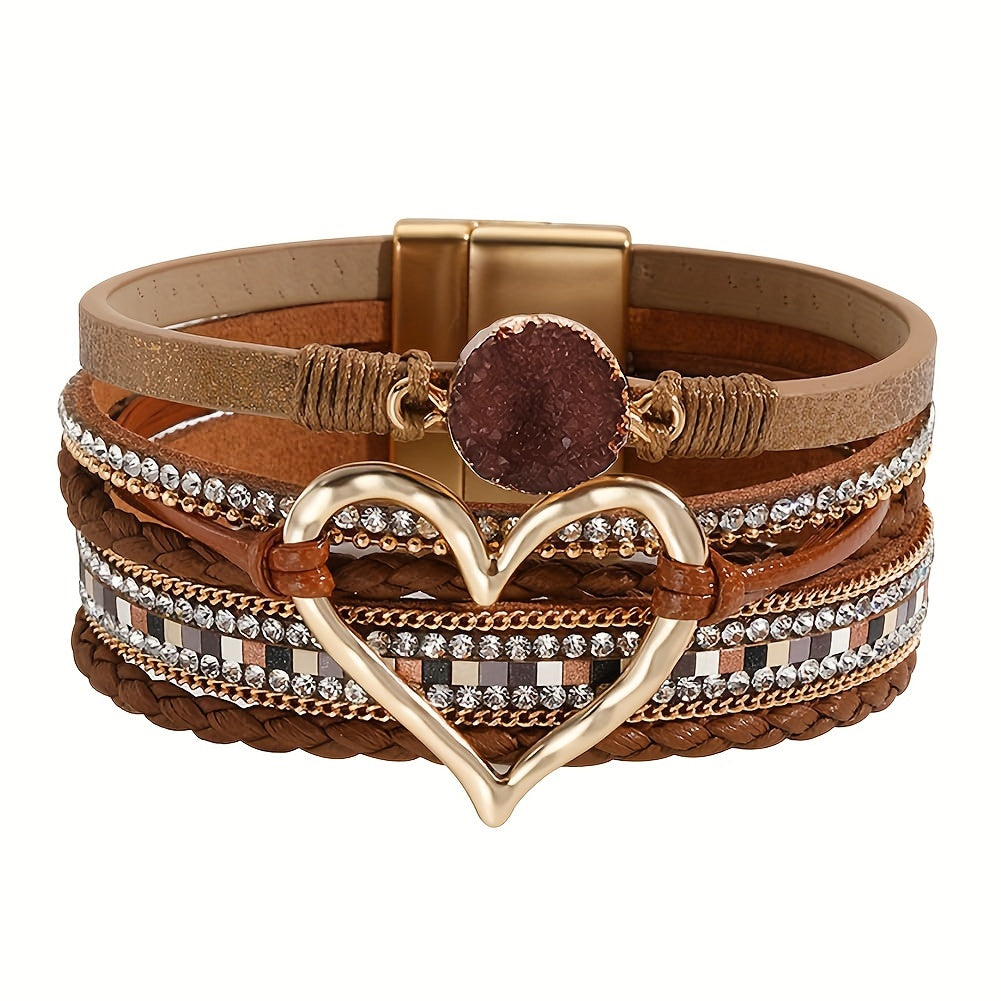 Bracelet multi rangs cœur doré – Élégance & éclat raffiné et bohème
