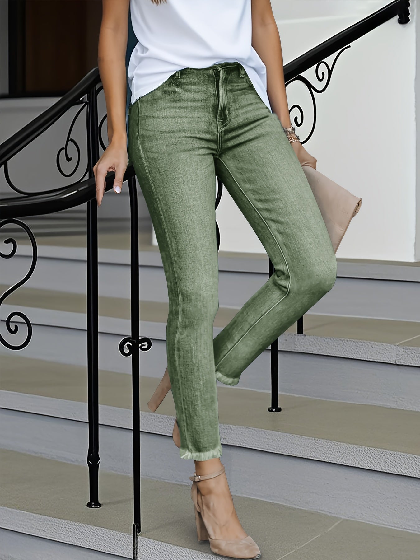 Jean stretch effiloché