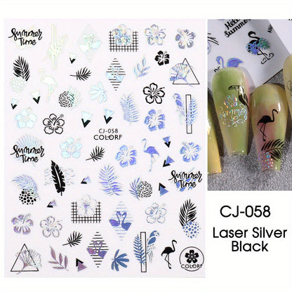 Stickers Nail Art Été – Palmiers & Motifs Tropicaux