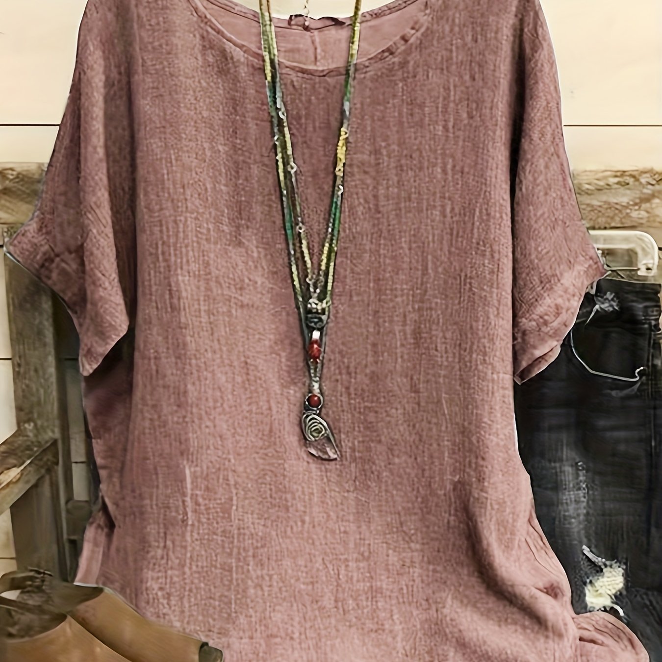 T-shirt ample en tissu texturé – coloris diffèrent