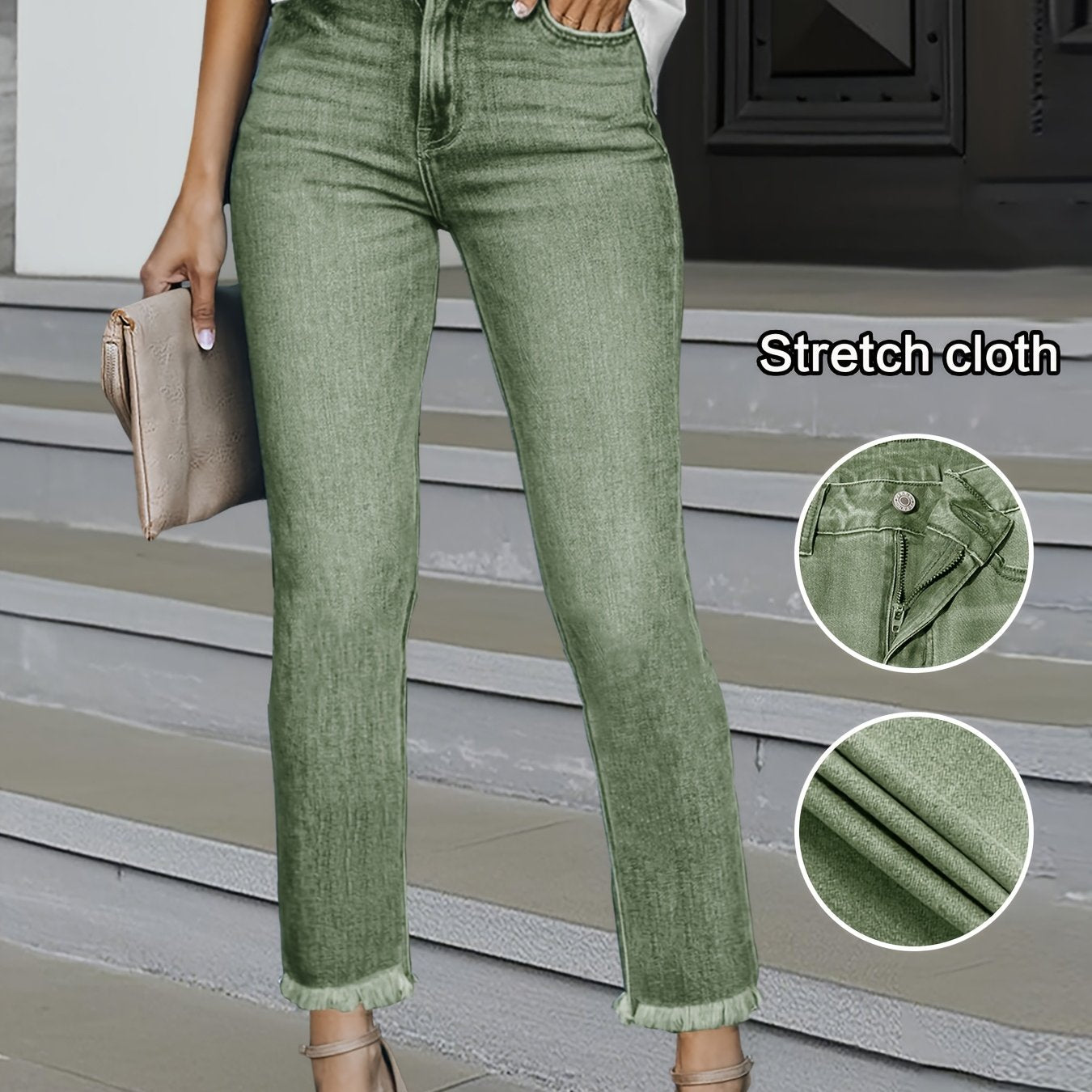 Jean stretch effiloché