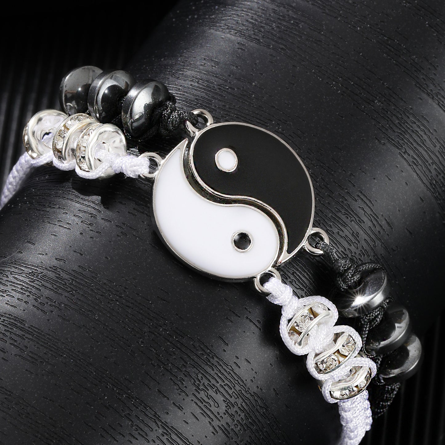 Bracelets Yin Yang pour couple ou meilleurs amis – noir et blanc