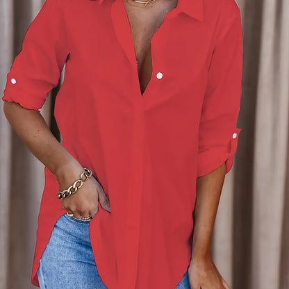 Chemise fluide à manches retroussables – Élégance décontractée