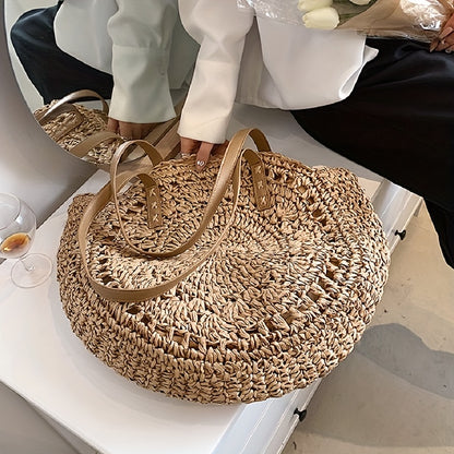 Sac rond en raphia tressé – Esprit bohème chic