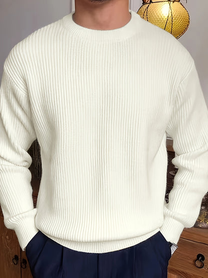 Pull homme col rond – Maille côtelée