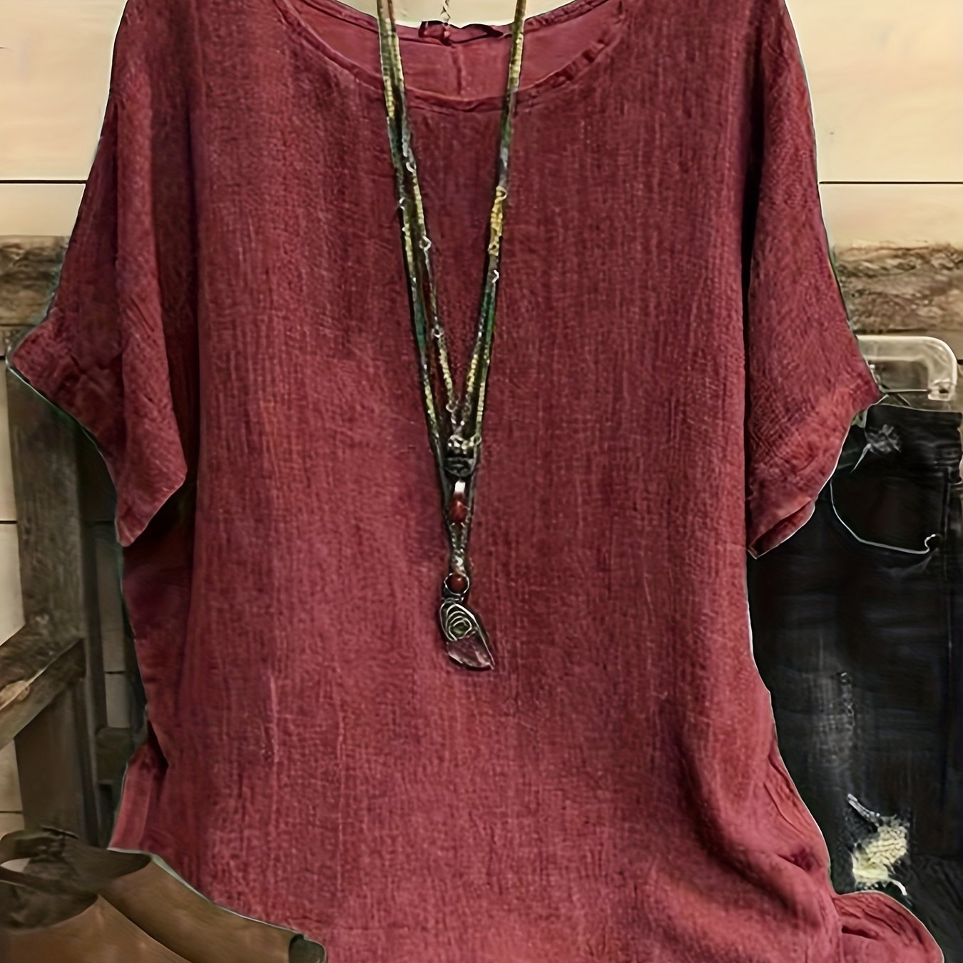 T-shirt ample en tissu texturé – coloris diffèrent