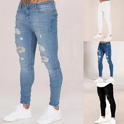 Jean Déchiré Homme - Denim Slim Fit Élastique Casual