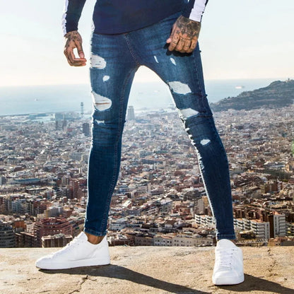 Jean Déchiré Homme - Denim Slim Fit Élastique Casual