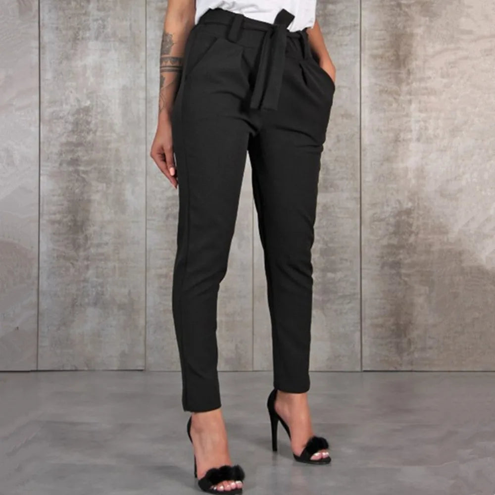 Pantalon slim en mousseline de soie