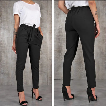 Pantalon slim en mousseline de soie