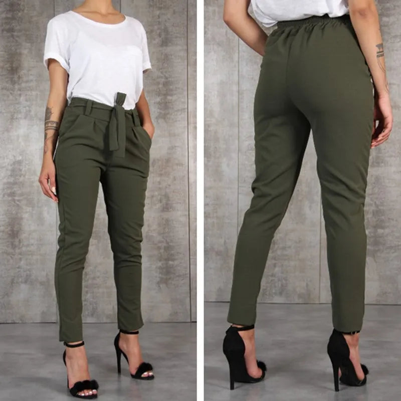 Pantalon slim en mousseline de soie