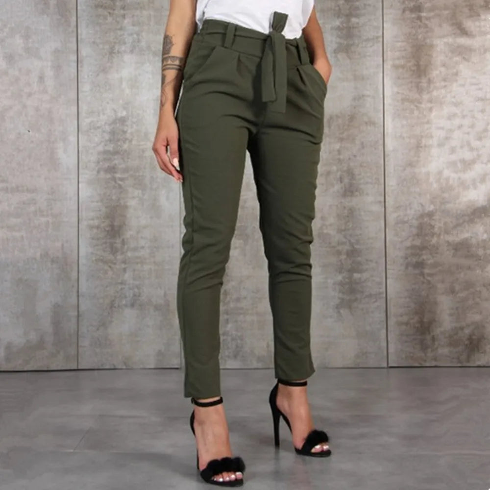 Pantalon slim en mousseline de soie