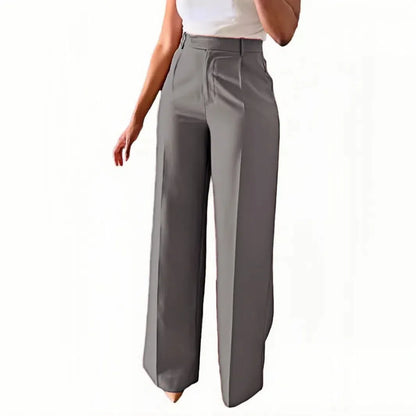 Pantalon Femme Taille Haute Noir - Coupe Droite Élégante Bureau Casual