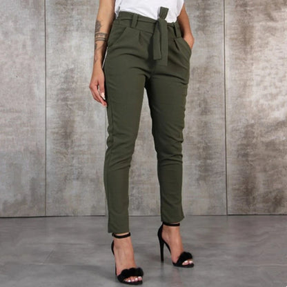 Pantalon slim en mousseline de soie