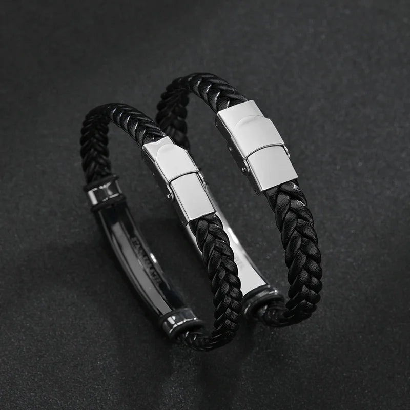Bracelet Homme torsadé tresse cuir