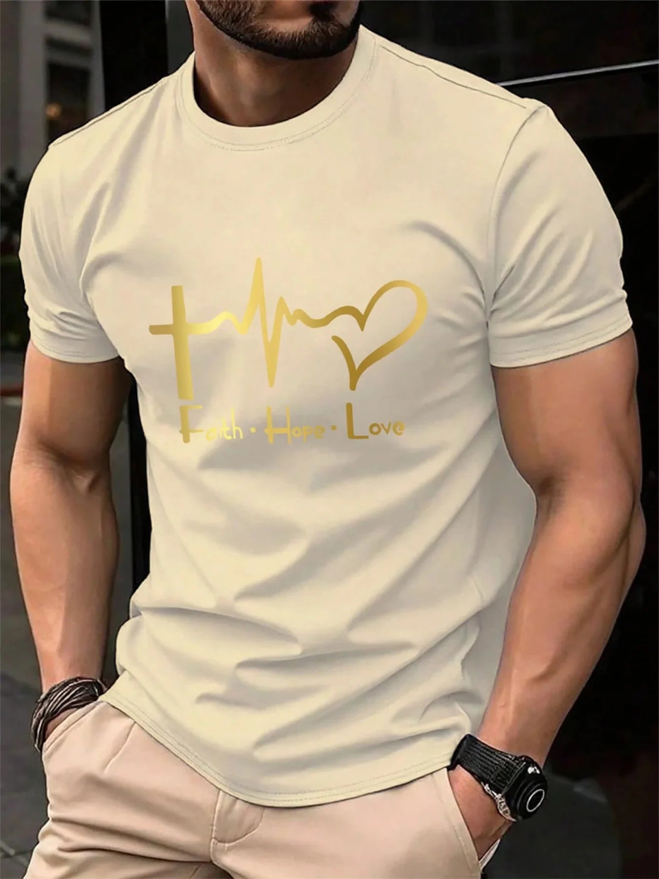 T-shirt manches courtes FAITH HOPE LOVE