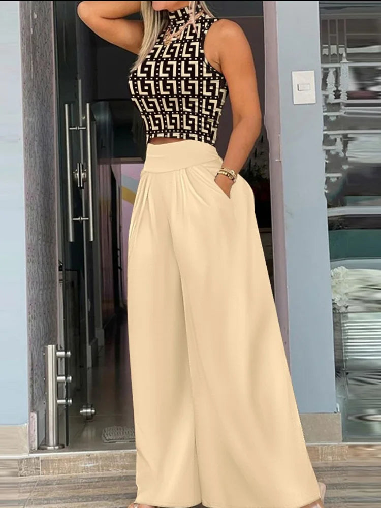 Ensemble débardeur pantalon à jambes larges