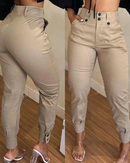 Pantalon Cargo Femme Taille Haute - Décontracté 2025