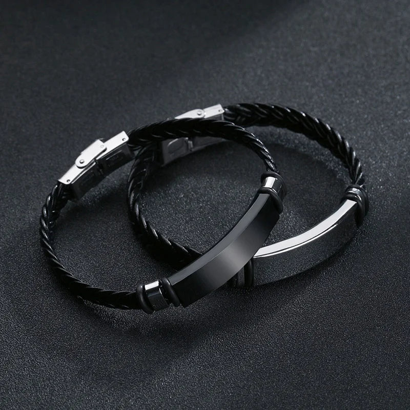 Bracelet Homme torsadé tresse cuir