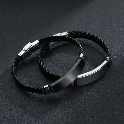 Bracelet Homme torsadé tresse cuir