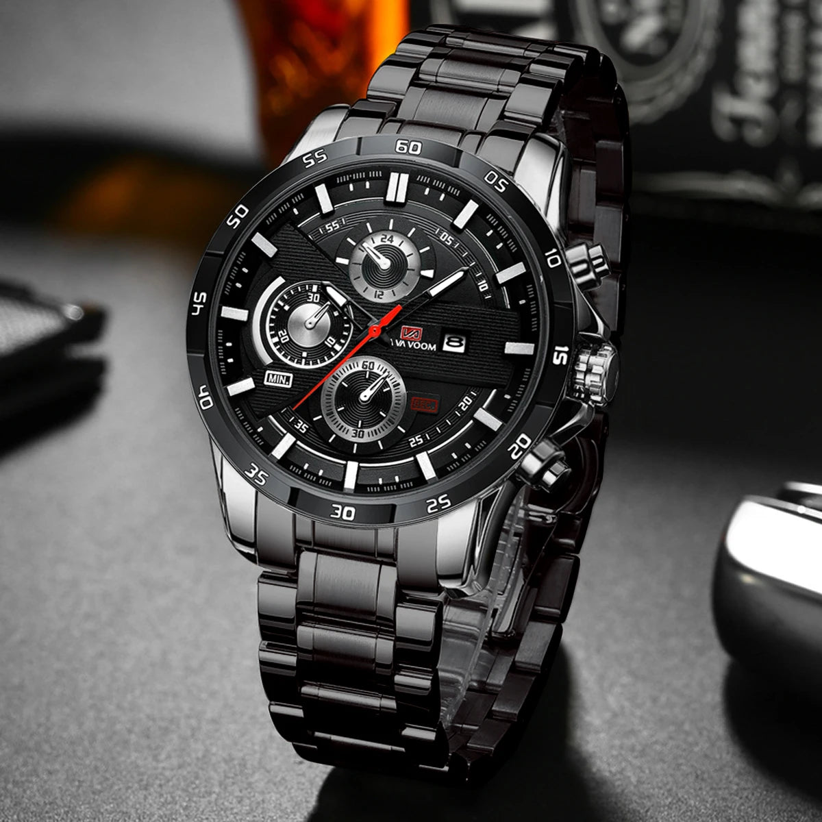 Montre à quartz en cuir pour homme