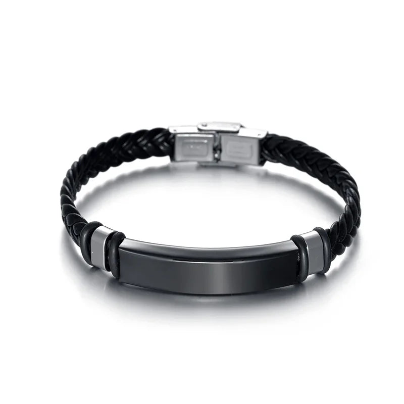 Bracelet Homme torsadé tresse cuir