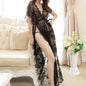 Robe Longue déshabillé en Dentelle Noire Transparente