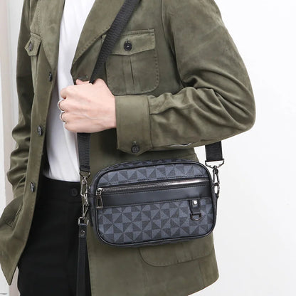 Sac bandoulière homme élégant – noir ou marron à motifs géométriques