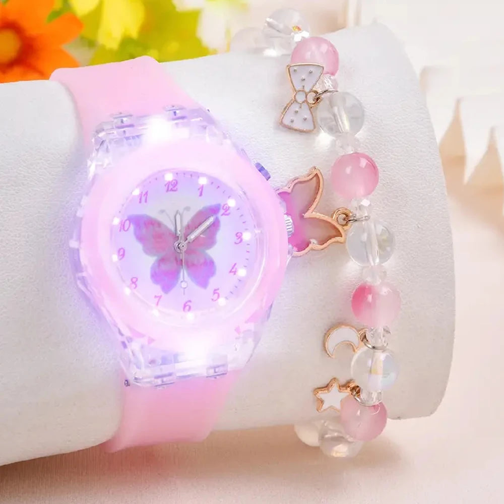 Montre lumineuse papillon silicone femme