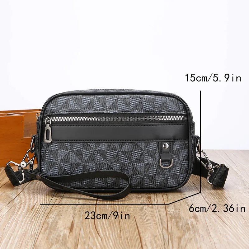 Sac bandoulière homme élégant – noir ou marron à motifs géométriques