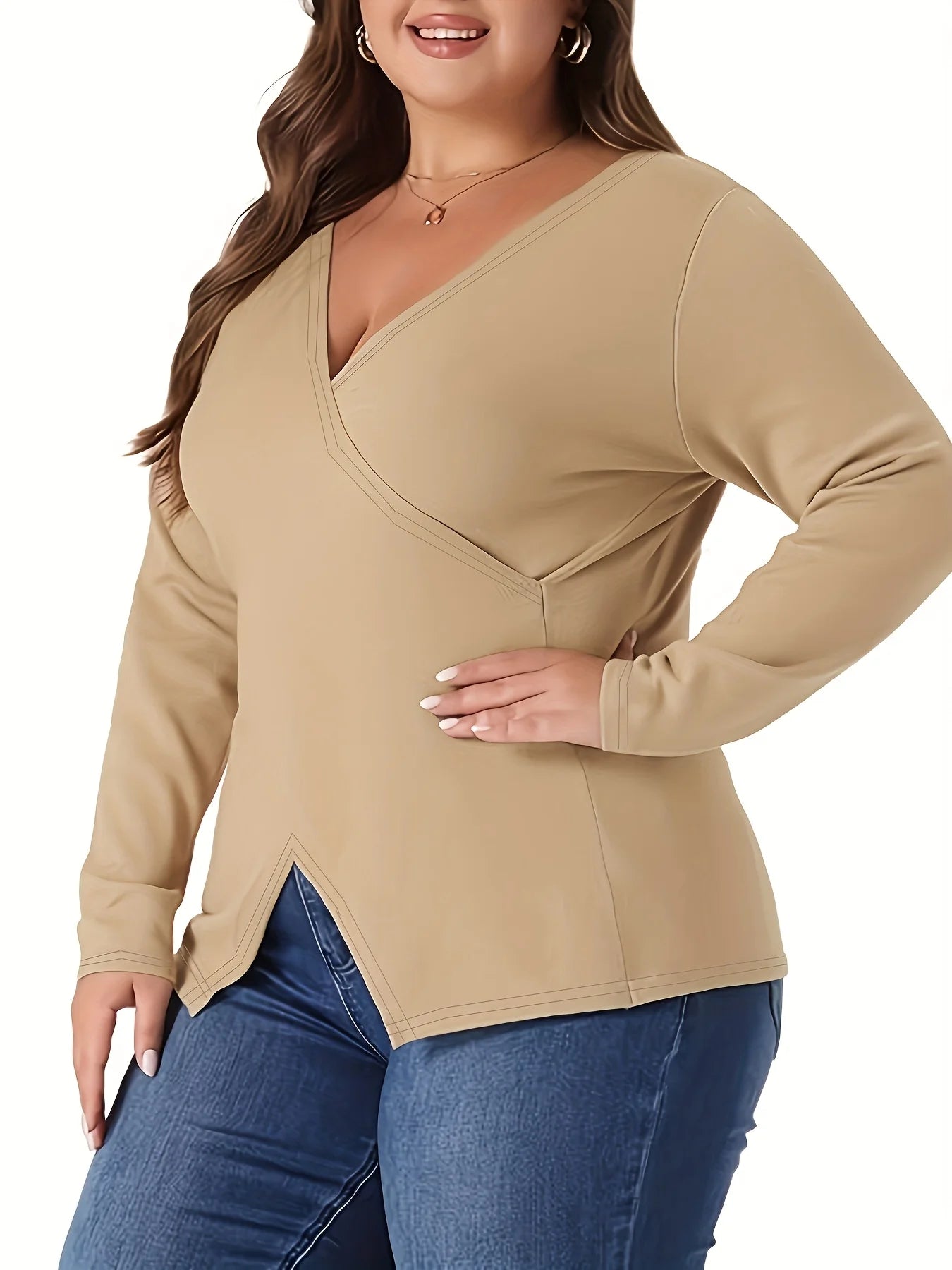 Grand pull tricoté élégant de couleur unie pour femme